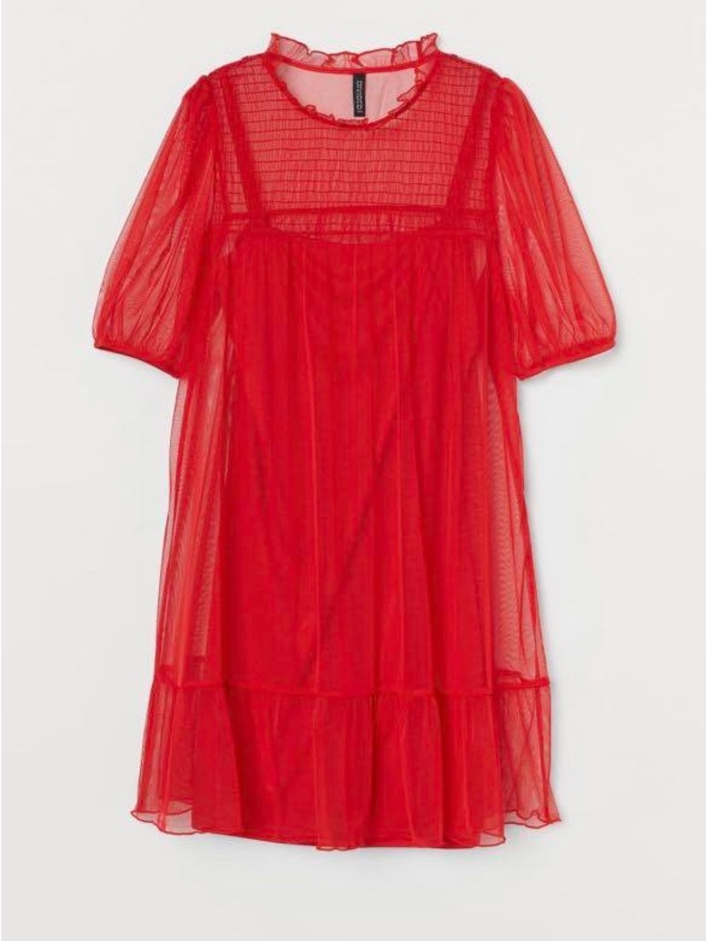 H&M Bright Red Mesh Ruffle Dress - Picture 3 of 4